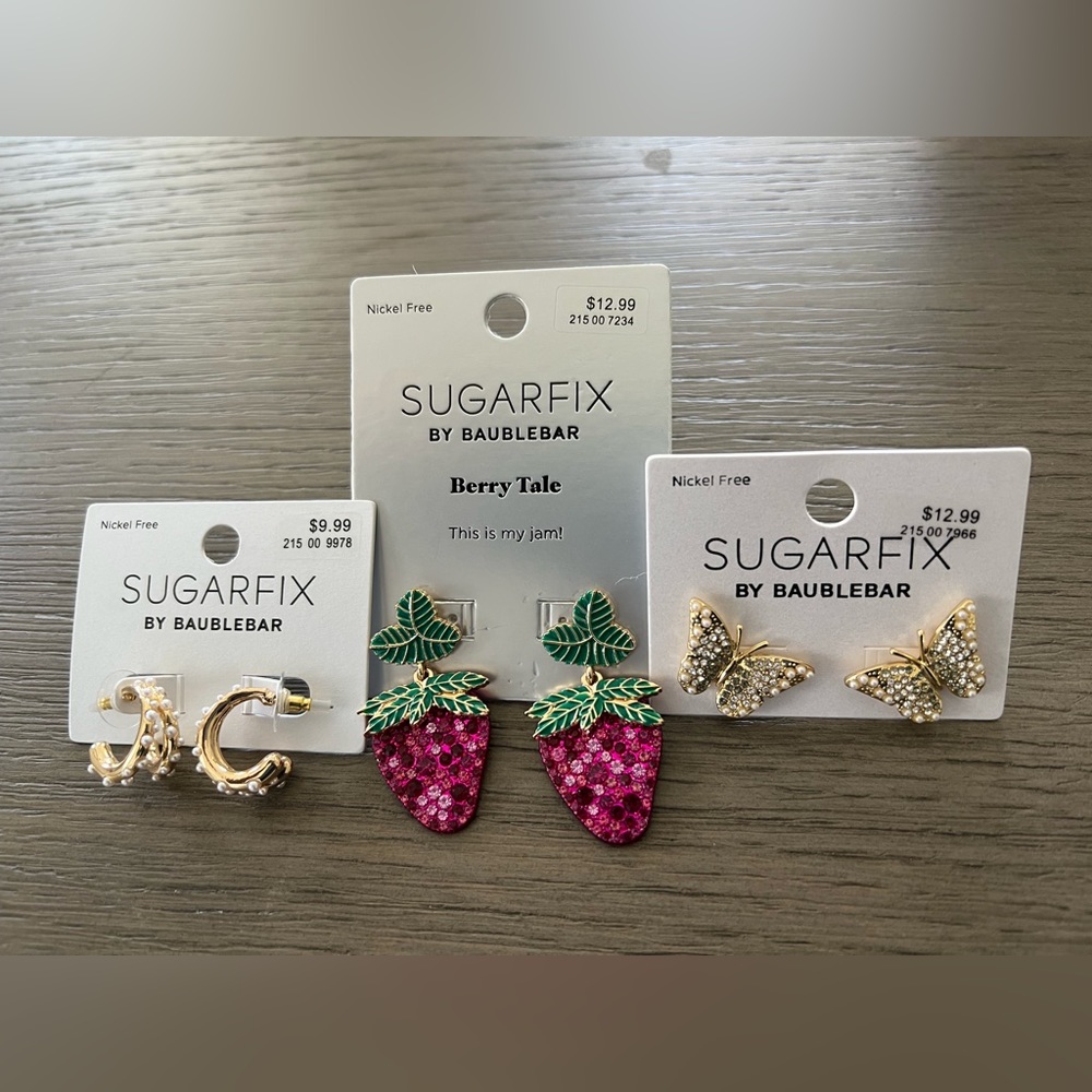 3 pairs Sugarfix Earrings Bundle NWT Fun Statement Jewelry Gift Set